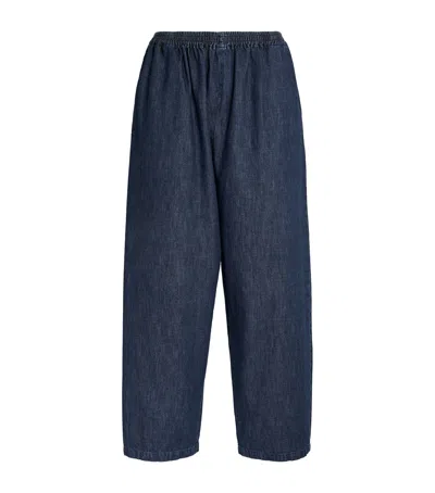 Eskandar Cotton Japanese Trousers In Blue