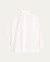 Eskandar Cotton Poplin Angle-to-front Side Seam Shirt With Collar (long Length)