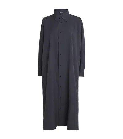 Eskandar Cotton Poplin Midi Shirt Dress In Blue