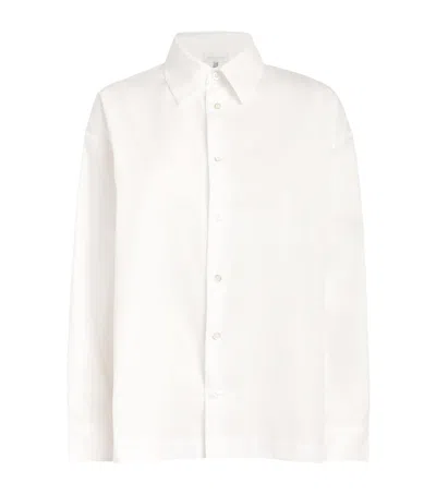 Eskandar Cotton Slim Shirt With Collar In White
