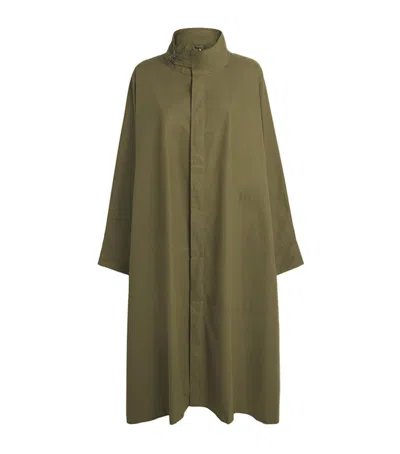 Eskandar Cotton-blend Drop-shoulder Raincoat In Green