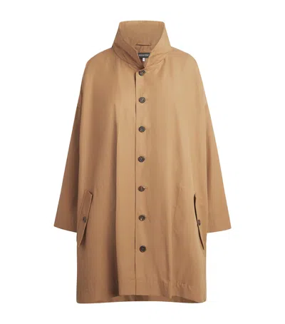 Eskandar Cotton-blend Hooded Raincoat In Brown