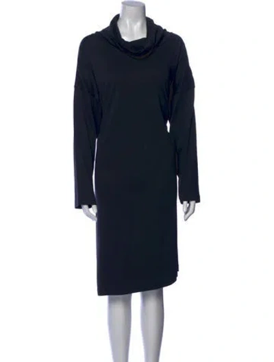 Pre-owned Eskandar Cowl Neck Knee-length Dress In Black