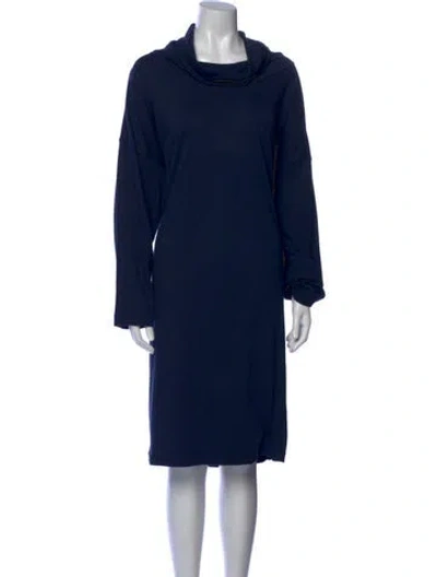 Pre-owned Eskandar Cowl Neck Knee-length Dress In Blue
