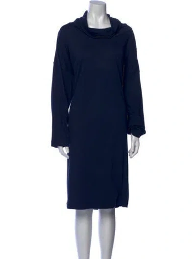 Pre-owned Eskandar Cowl Neck Knee-length Dress In Blue