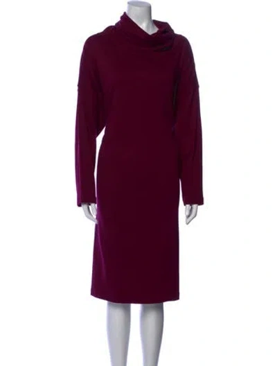 Pre-owned Eskandar Cowl Neck Knee-length Dress In Burgundy