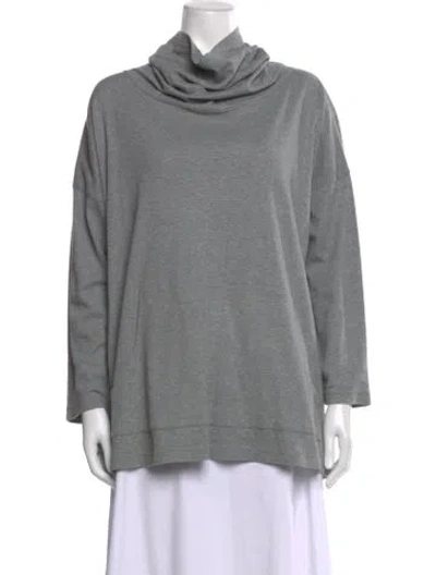 Pre-owned Eskandar Cowl Neck Long Sleeve Top In Gray