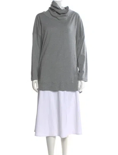 Pre-owned Eskandar Cowl Neck Long Sleeve Top W/ Tags In Gray