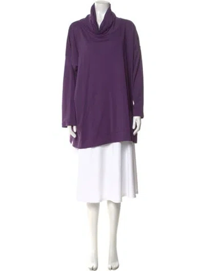 Pre-owned Eskandar Cowl Neck Long Sleeve Tunic In Purple