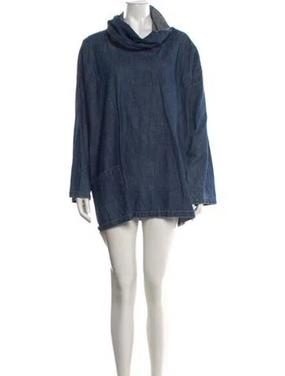 Pre-owned Eskandar Cowl Neck Mini Dress In Blue