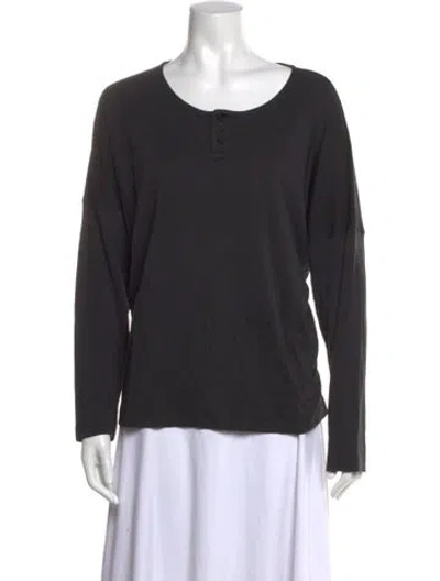 Pre-owned Eskandar Crew Neck Long Sleeve Top In Black