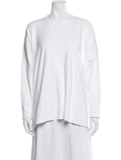 Pre-owned Eskandar Crew Neck Long Sleeve Top In White