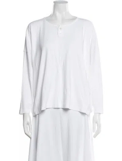 Pre-owned Eskandar Crew Neck Long Sleeve Top In White