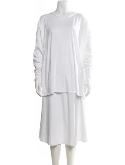 Pre-owned Eskandar Crew Neck Long Sleeve Tunic In White