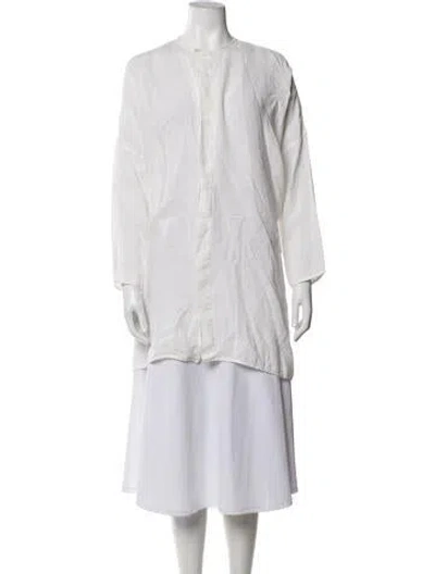 Pre-owned Eskandar Crew Neck Long Sleeve Tunic In White