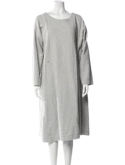 Pre-owned Eskandar Crew Neck Midi Length Dress In Gray