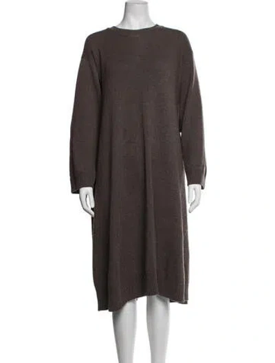 Pre-owned Eskandar Crew Neck Midi Length Dress In Grey