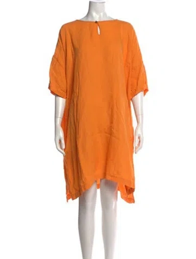 Pre-owned Eskandar Crew Neck Midi Length Dress In Orange