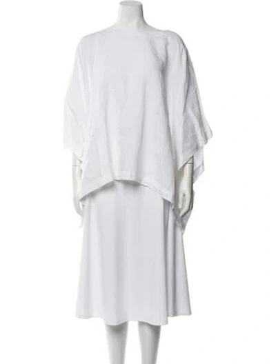 Pre-owned Eskandar Crew Neck Short Sleeve Tunic In White