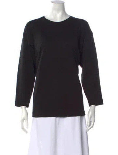 Pre-owned Eskandar Crew Neck Three-quarter Sleeve Top In Black