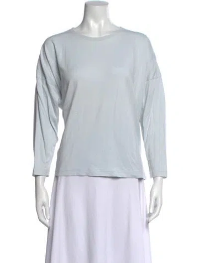 Pre-owned Eskandar Crew Neck Three-quarter Sleeve Top In Blue