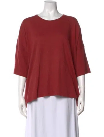 Pre-owned Eskandar Crew Neck Three-quarter Sleeve Top In Red