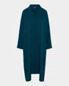 Eskandar Damask Cloque Wide A-line Double-stand Collar Shirtdress