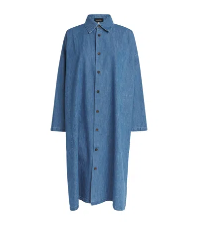 Eskandar Denim A-line Shirt In Blue