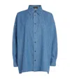 Eskandar Denim A-line Wide Shirt In Blue