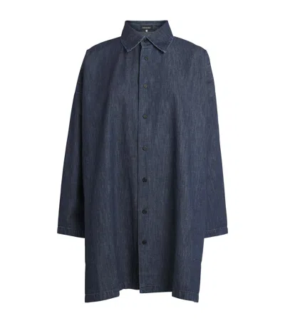 Eskandar Denim A-line Wide Shirt In Blue