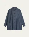 Eskandar Mandarin-collar Denim Jacket