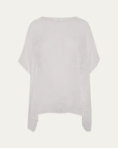 Eskandar Devore Kaftan - Long Length In White