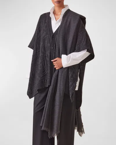 Eskandar Extra Wide Sleeveless Tabard Cardigan (long Length) In Black