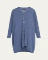 Eskandar Extra Wide V-neck Cashmere Cardigan In Bluewash