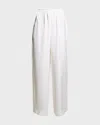 Eskandar Flared Midweight Crepe Trousers In White