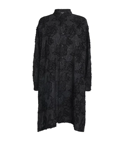 Eskandar Floral-embroidered Shirt In Black