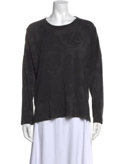 Pre-owned Eskandar Floral Print Crew Neck Sweater In Grey