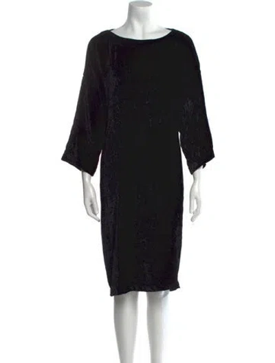 Pre-owned Eskandar Floral Print Knee-length Dress In Black