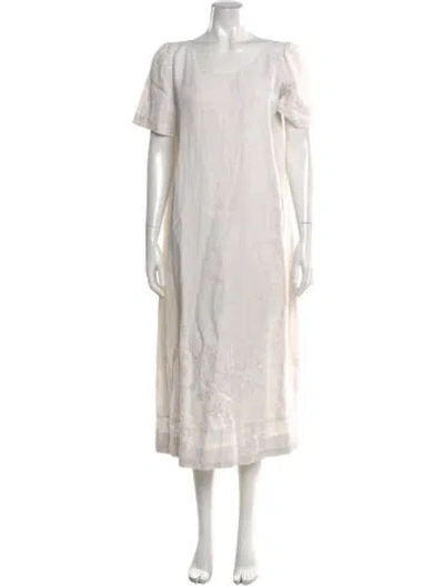 Pre-owned Eskandar Floral Print Long Dress In White