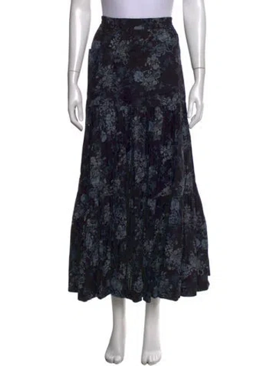 Pre-owned Eskandar Floral Print Midi Length Skirt In Black