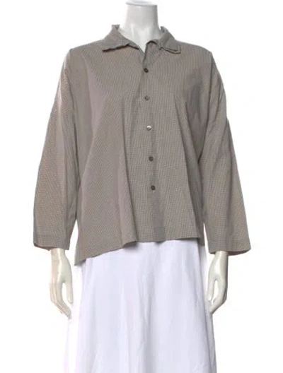 Pre-owned Eskandar Houndstooth Print Three-quarter Sleeve Top In Neutral