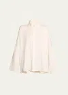 Eskandar Imperial Shirt With Chinese Collar (mid Length) In Ivory