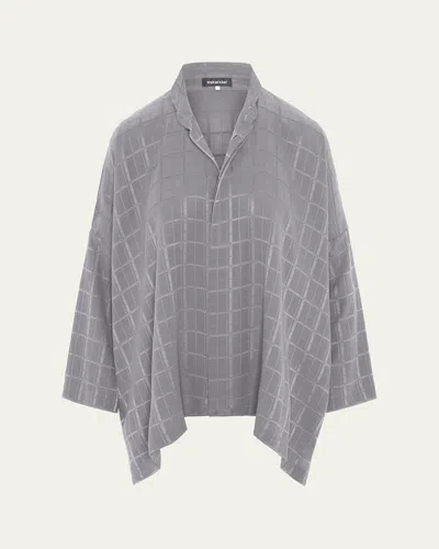 Eskandar Jacquard Silk Satin Shirt In Silver