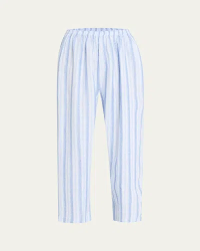 Eskandar Japanese Linen Trousers In Blue