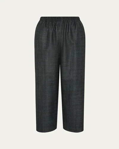 Eskandar Japanese Wool Plaid Trousers In Green