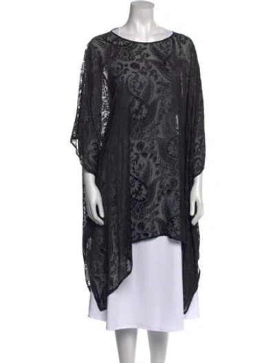 Pre-owned Eskandar Lace Pattern Bateau Neckline Tunic In Black