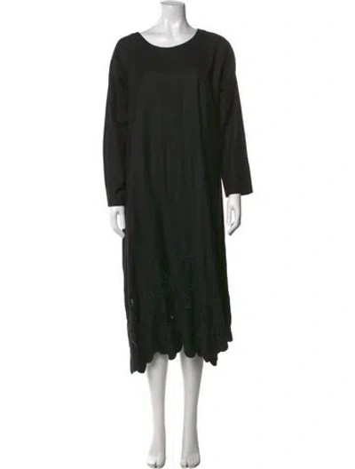 Pre-owned Eskandar Lace Pattern Midi Length Dress In Black
