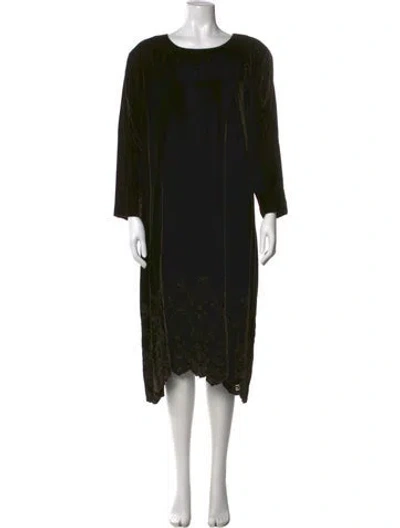 Pre-owned Eskandar Lace Pattern Midi Length Dress In Black