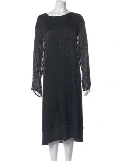 Pre-owned Eskandar Lace Pattern Midi Length Dress W/ Tags In Gray