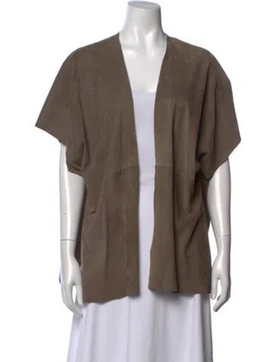 Pre-owned Eskandar Leather Open Front Sweater In Neutrals
